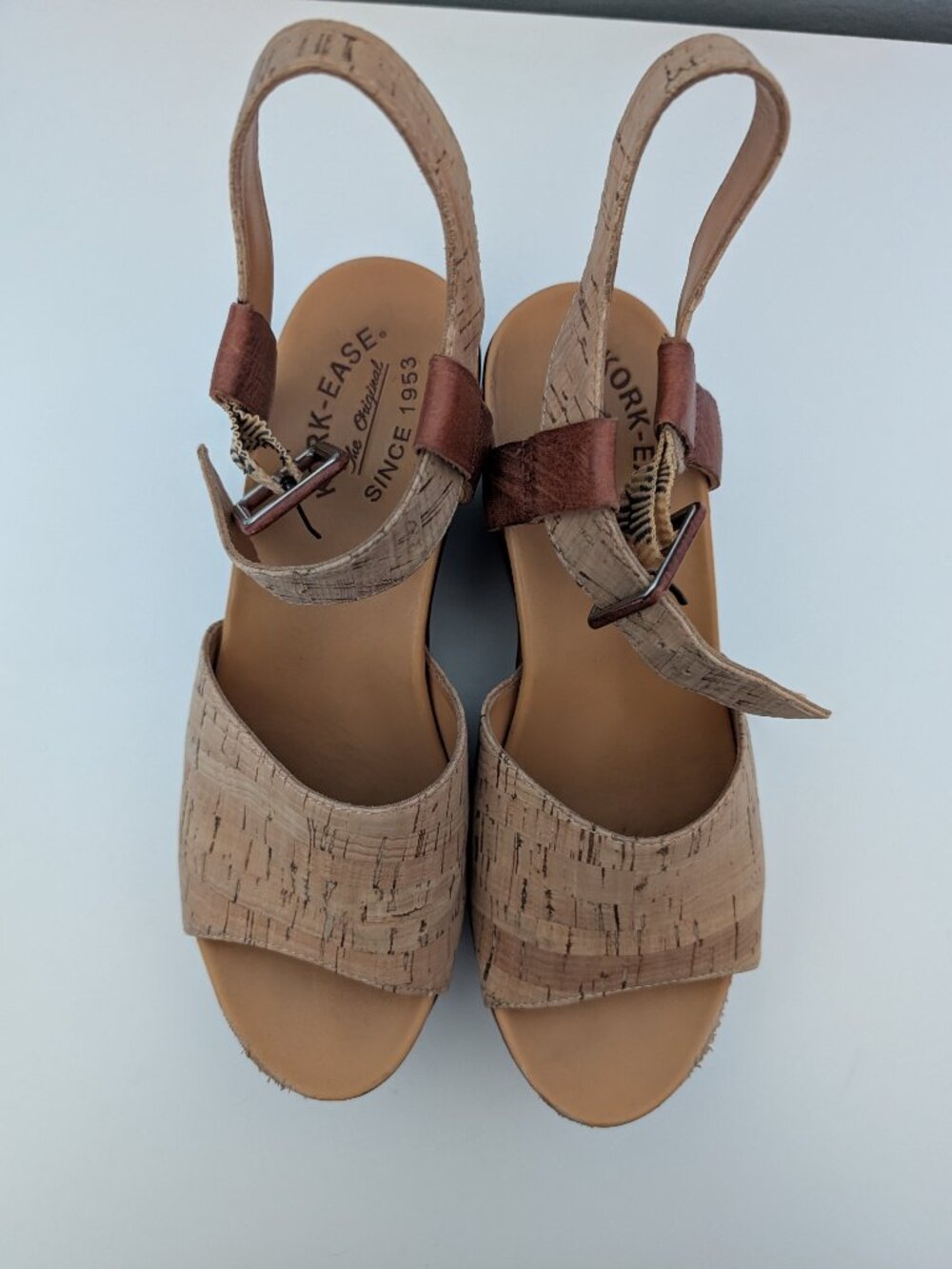 Kork-Ease Keirn Tan Platform Wedges with Ankle Strap